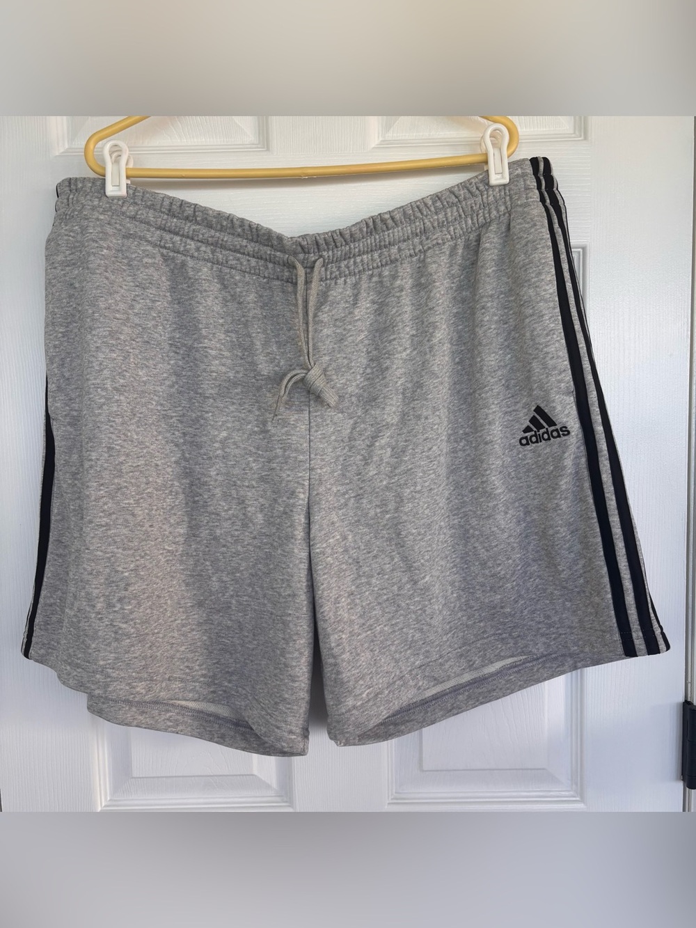adidas Gray Athletic Shorts with Black 3-Stripes